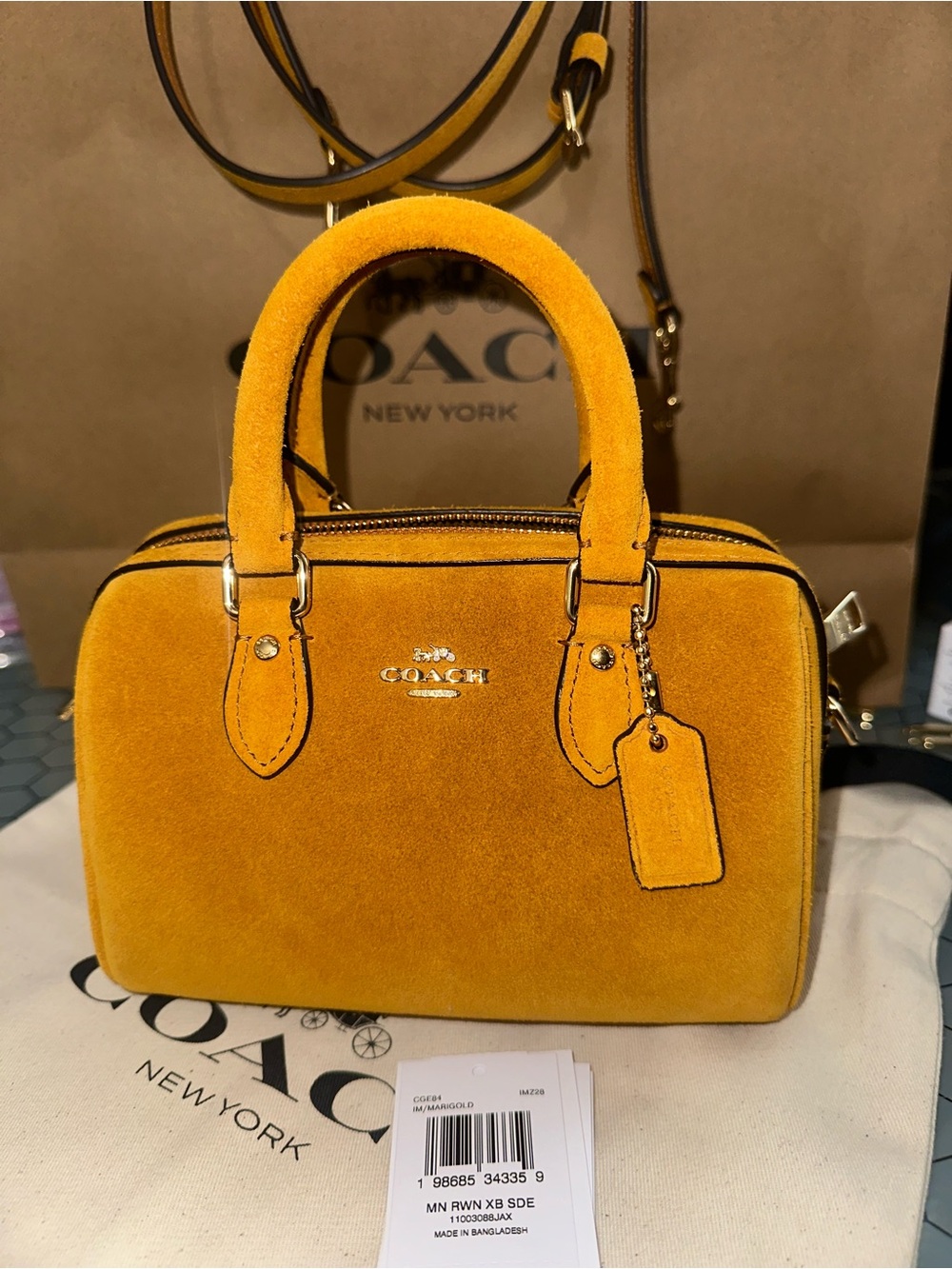 Coach Rowan Mini Suede Marigold